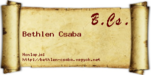 Bethlen Csaba névjegykártya